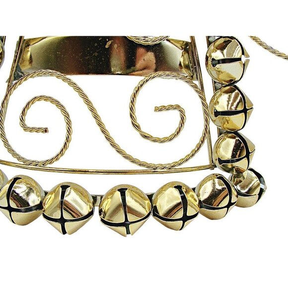 Vintage Angel Decor Set 2 Wire Bells Gold Toned Holiday Decorative Hanging 12x9" - Picture 2 of 9